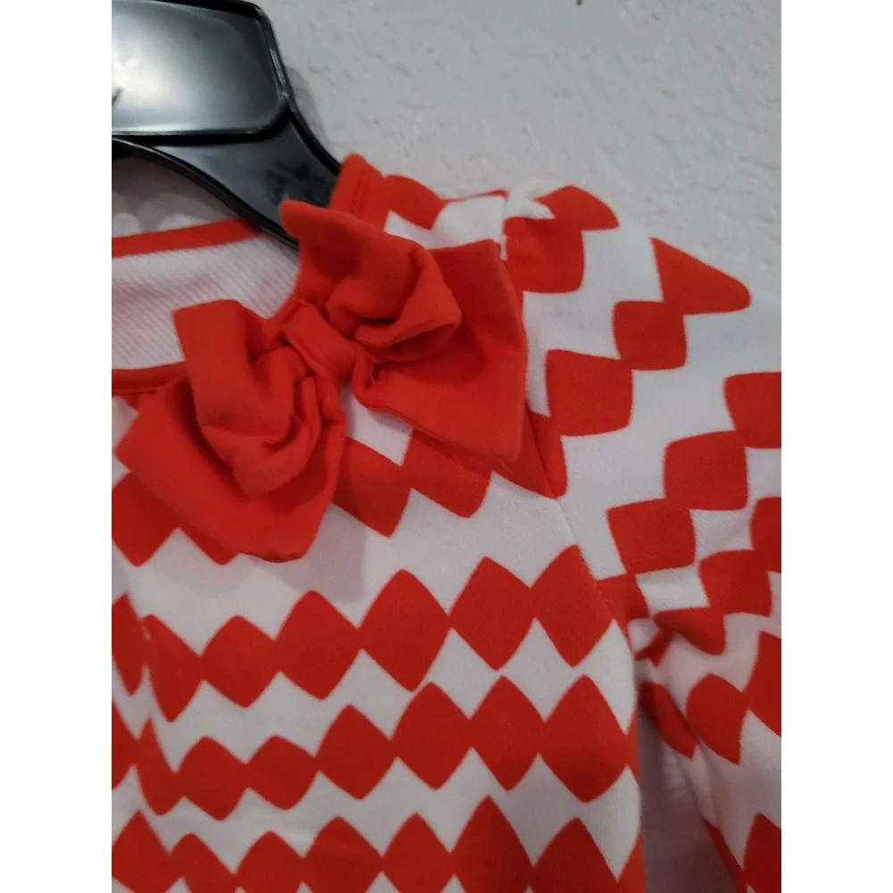 Gymboree Girls 2T Red White Harlequin Diamond Bow‎ Long Sleeve Cotton Dress #10
